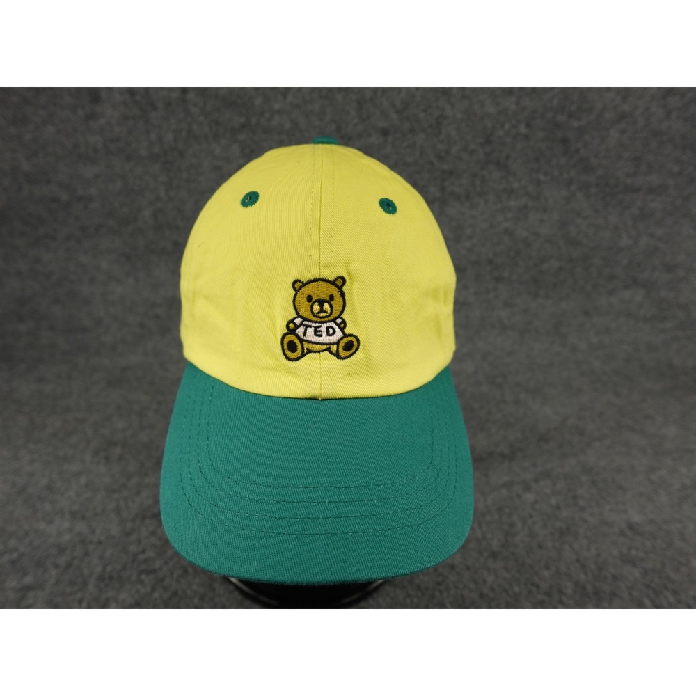 Teddy Fresh Ted Bear Dad Hat‎ Yellow Green Colorblock Adjustable Strapback Cap